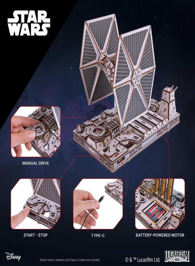 أوجيرز ألغاز خشبية ثلاثية الأبعاد من يو جيرز ستار وورز™ TIE Fighter™ للكبار - نماذج خشبية ميكانيكية للكبار للبناء، مجموعة نماذج ستار وورز، مجموعات بناء ألغاز خشبية ثلاثية الأبعاد، لعبة ألغاز ذهنية. - Image 3